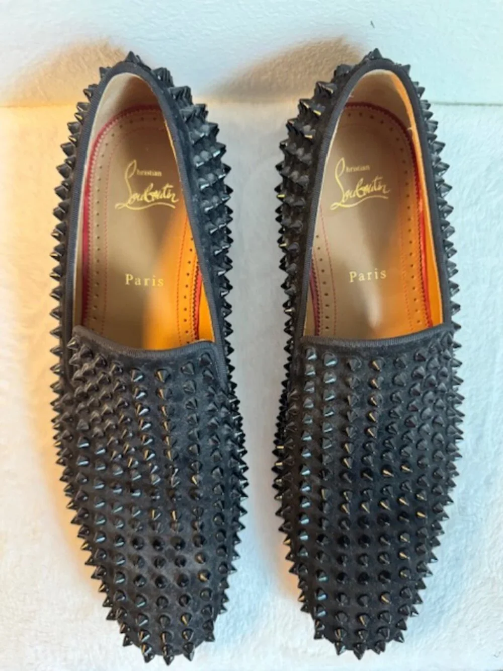 Christian Louboutin Men’s Black Rollerboy Spike Loafers Size 41